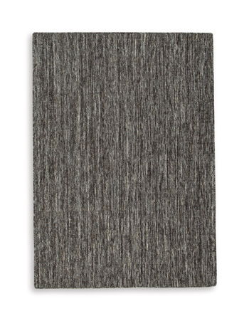 Black textured area rug with mottled vertical weave, rectangular