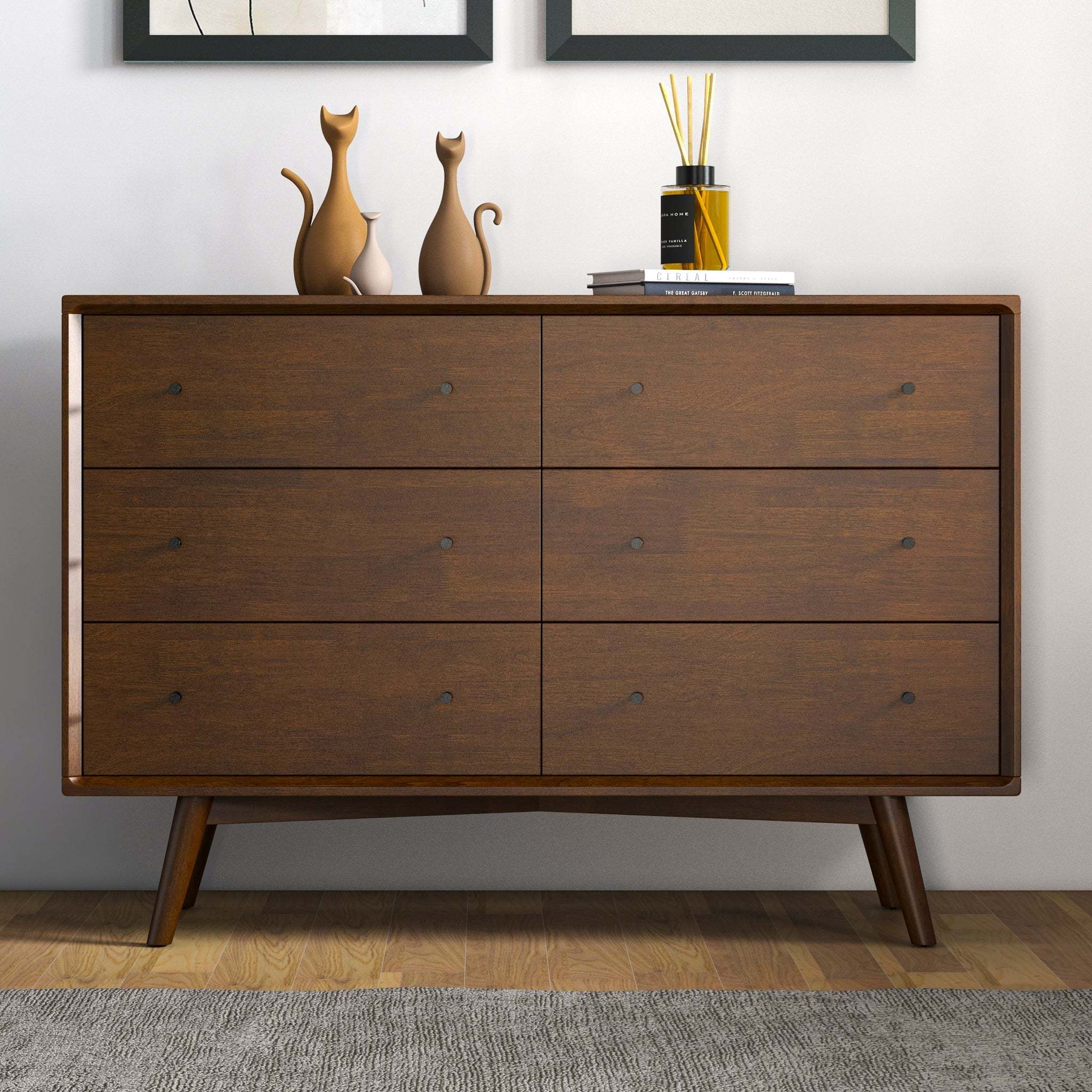 Caroline Mid-Century Modern Solid Wood Bedroom Dresser