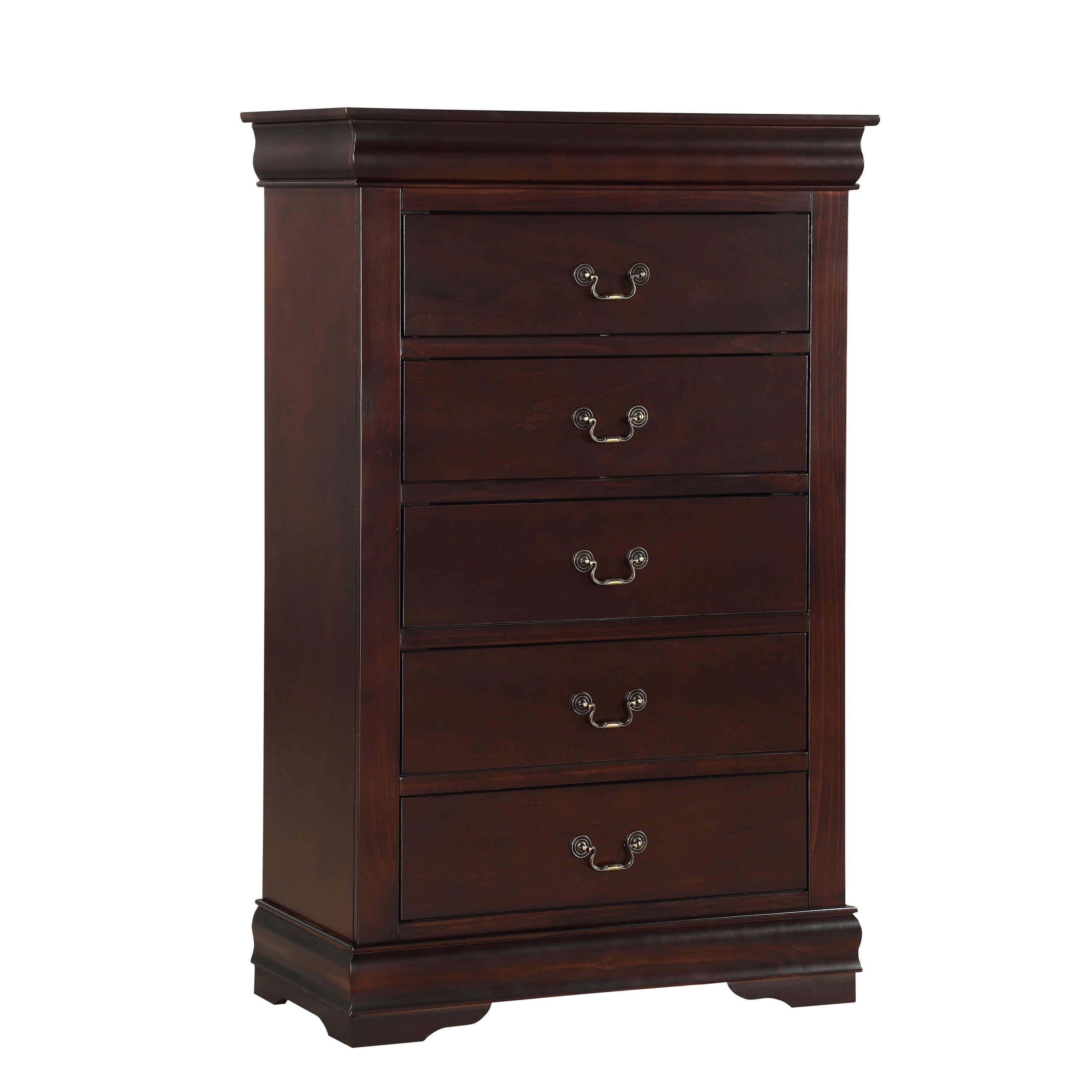 Louis Philip Cherry Chest: 5-Drawer Solid Wood Storage