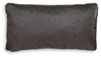 Dark charcoal rectangular pillow with smooth fabric and subtle sheen