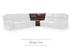 Brown leather wedge sofa section with padded arms and cushioned backrest