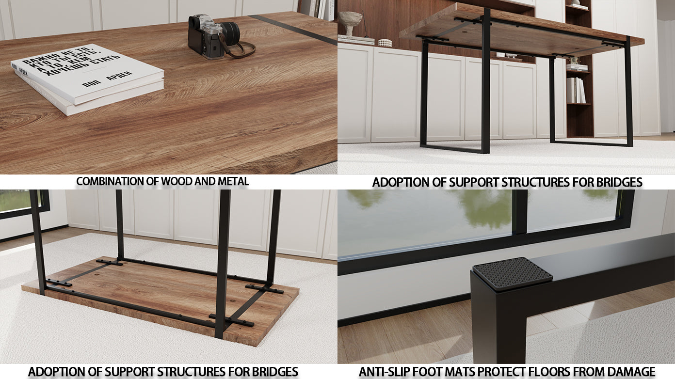59" Modern Dining Table Set w/ 4 Suede Chairs