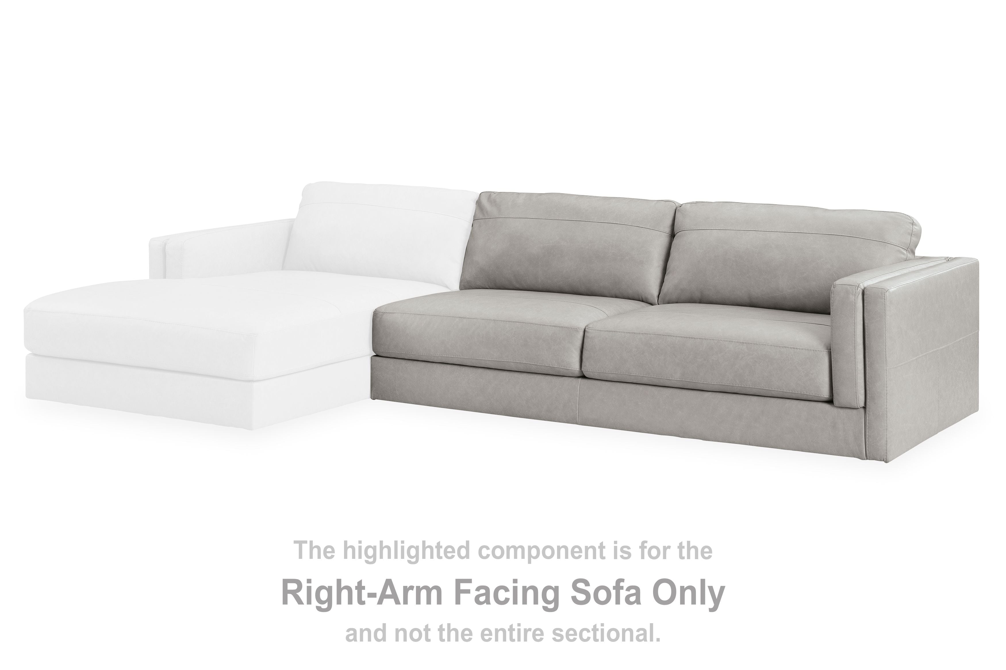 Glacier gray and light gray sectional sofa with chaise and boxy back cushions