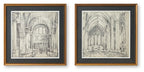 Framed wall art set of 2 with gold-tone frames and black mats, arch cathedral prints