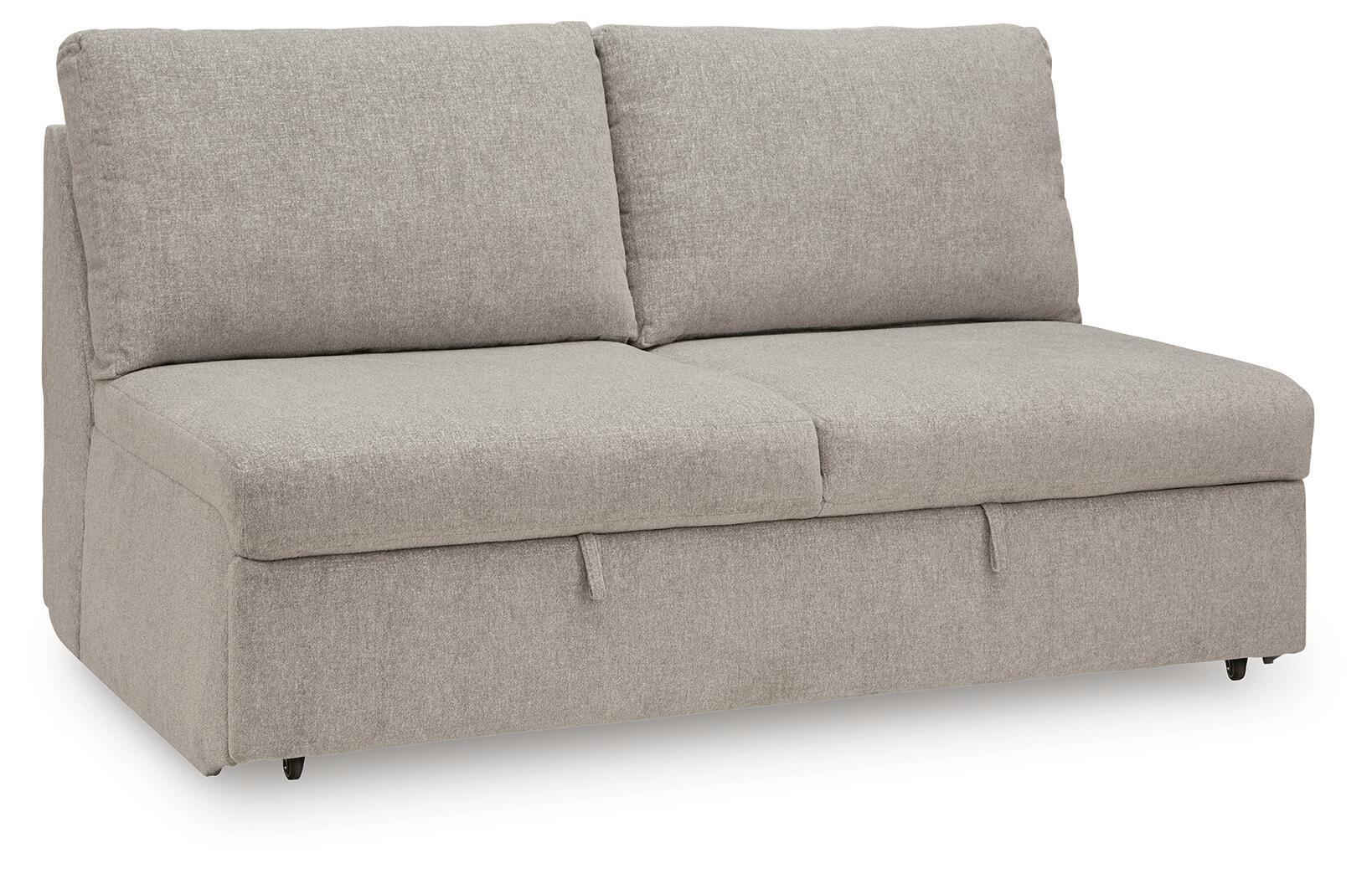 Flint gray pop-up sleeper sofa with squared arms and two back cushions
