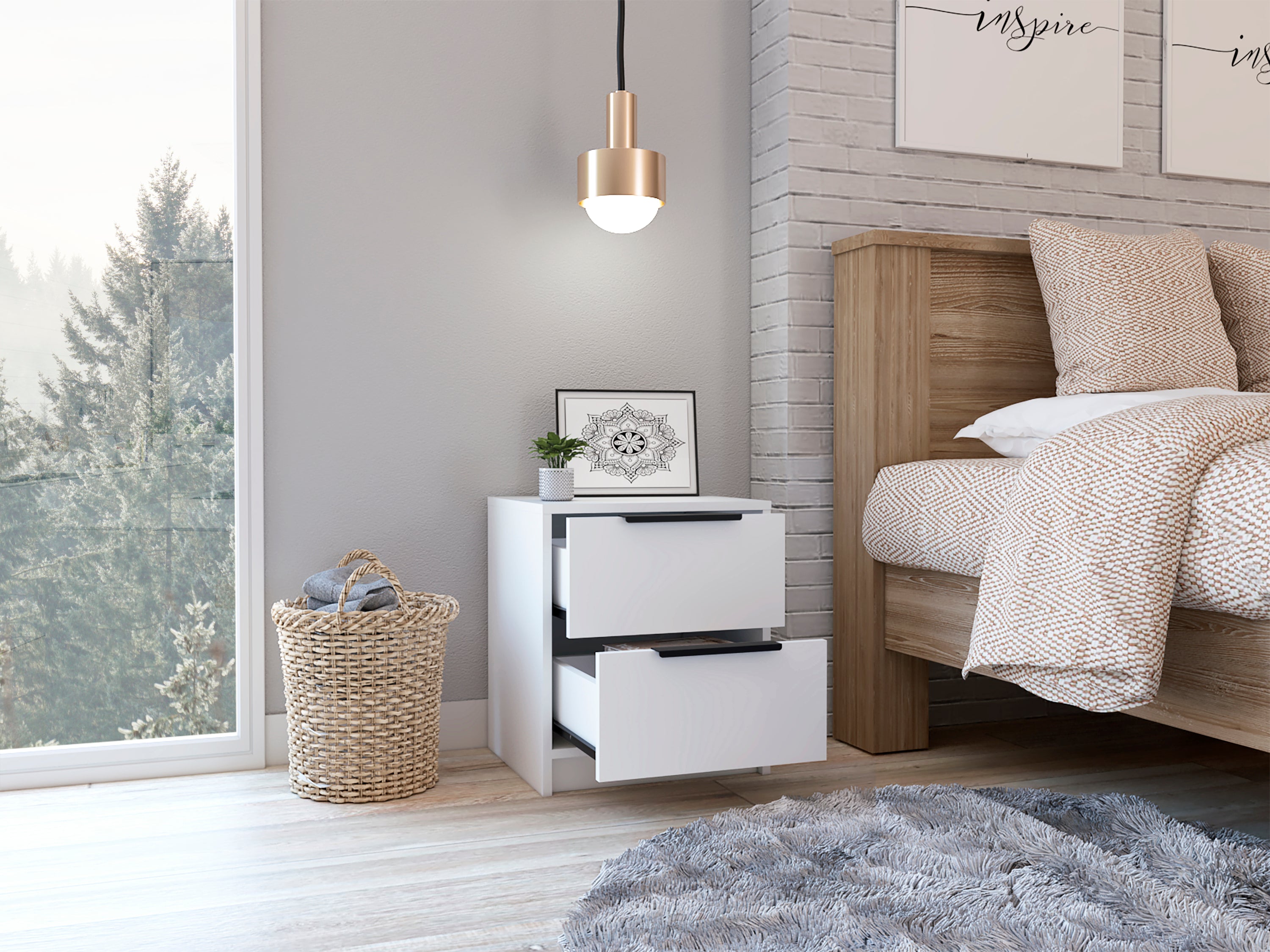 Cannon 2-Drawer Nightstand - White (Simple & Stylish)