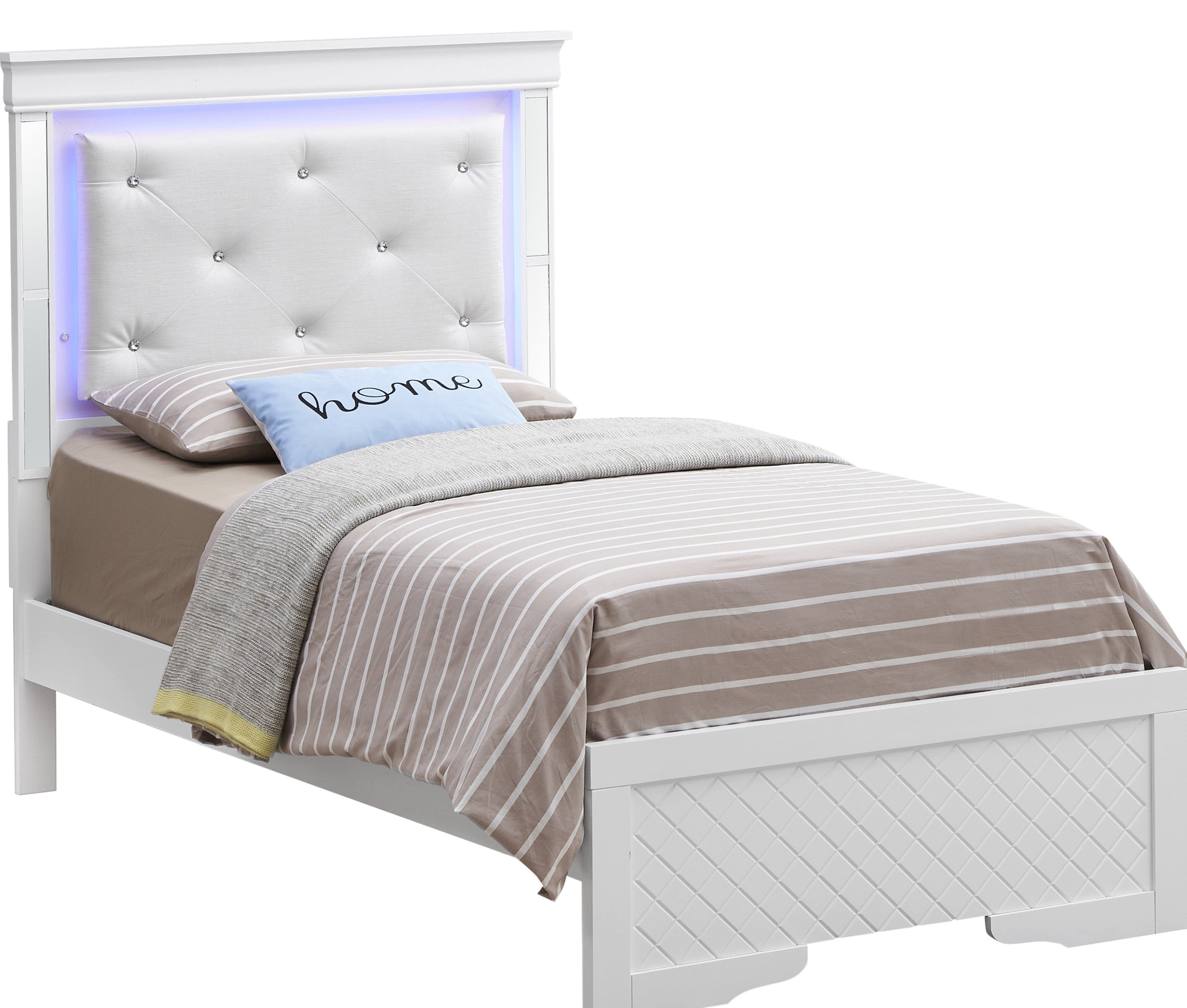 Elegant Twin Bed in Silver Champagne Finish - Stylish & Comfortable