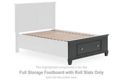 Lanolee - Black - Full Storage Footboard With Roll Slats