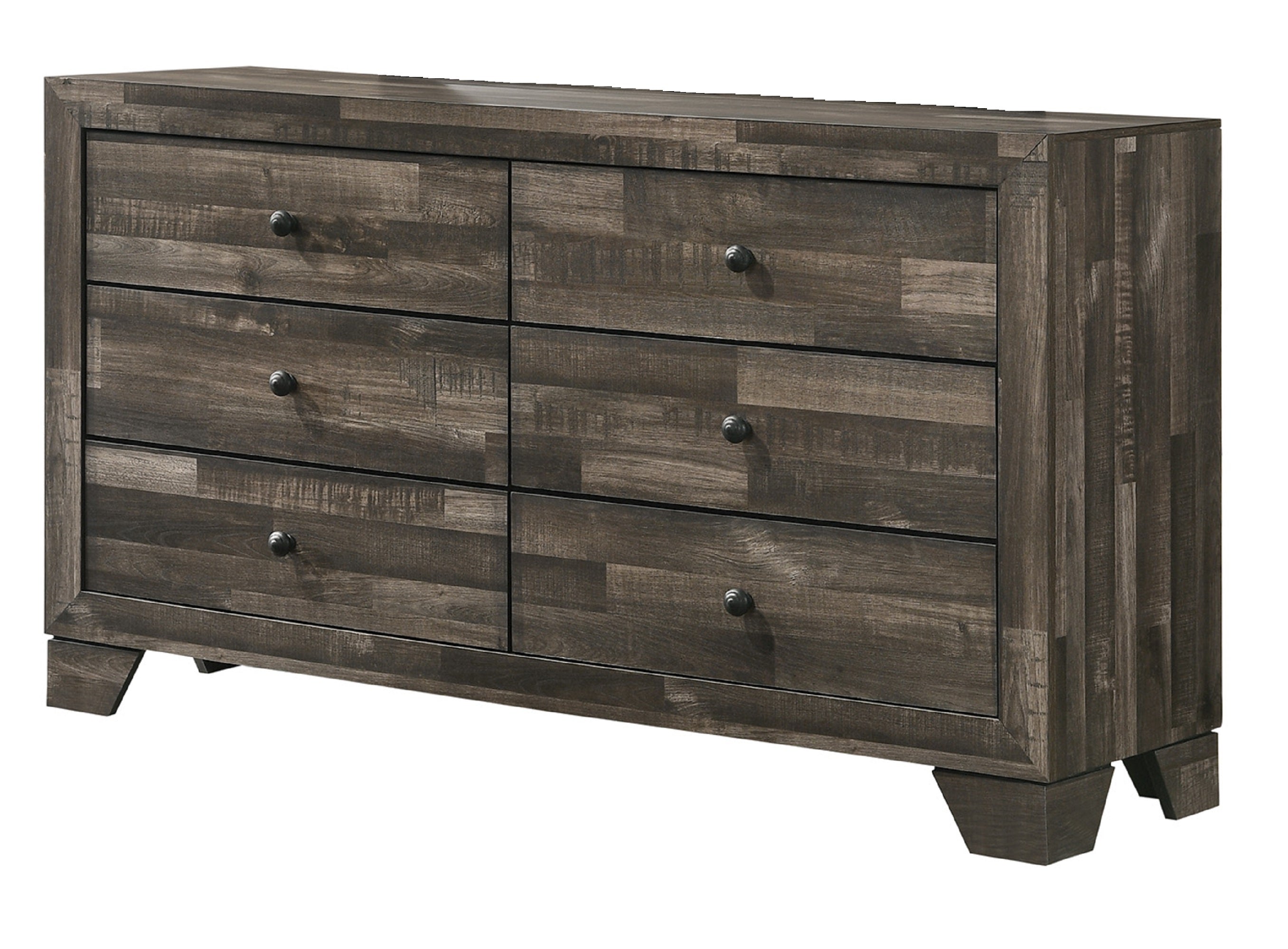 Rustic Brown Gray 6-Drawer Dresser Bedroom Storage Furniture