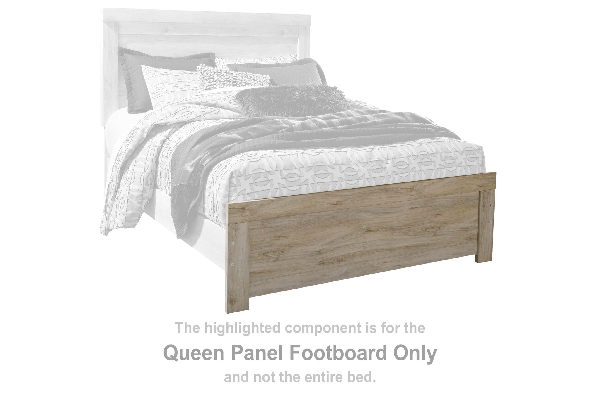 Whitewash wood queen panel footboard with rectangular panel and tapered legs