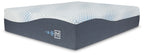 Hybrid gel latex mattress with light quilted top and blue side panels