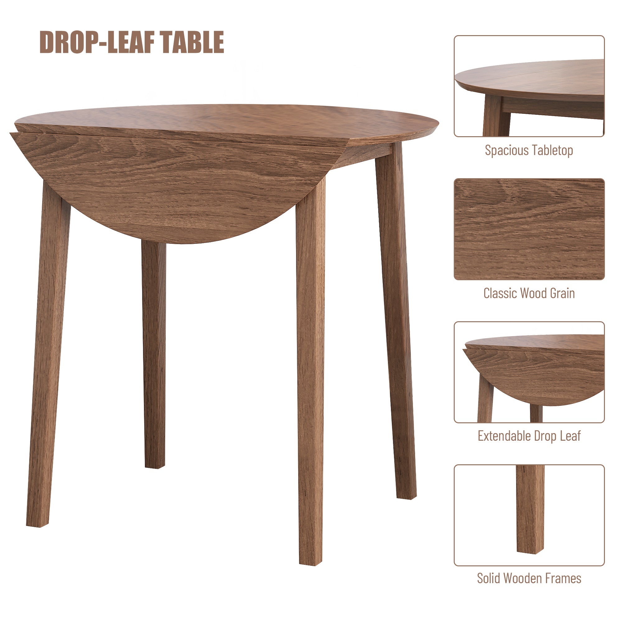 Retro 3-Piece Drop-Leaf Table Set