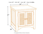Rectangular end table dimensions: 27"H, 24"W, 26"D, 35.28 lbs