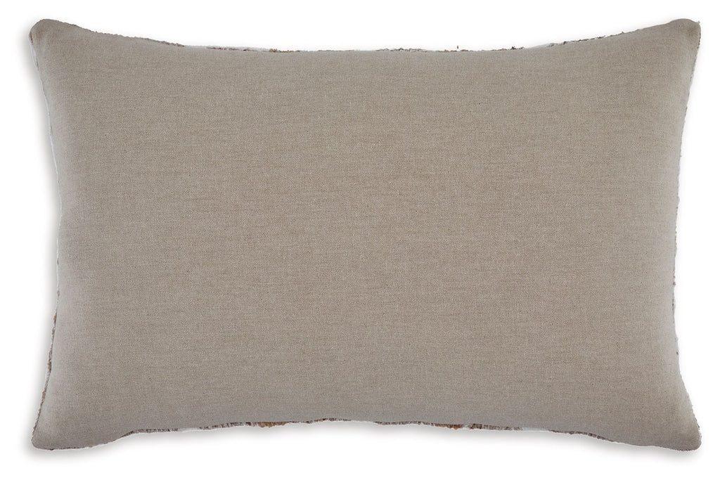 Rectangular solid beige pillow back with subtle textured fabric