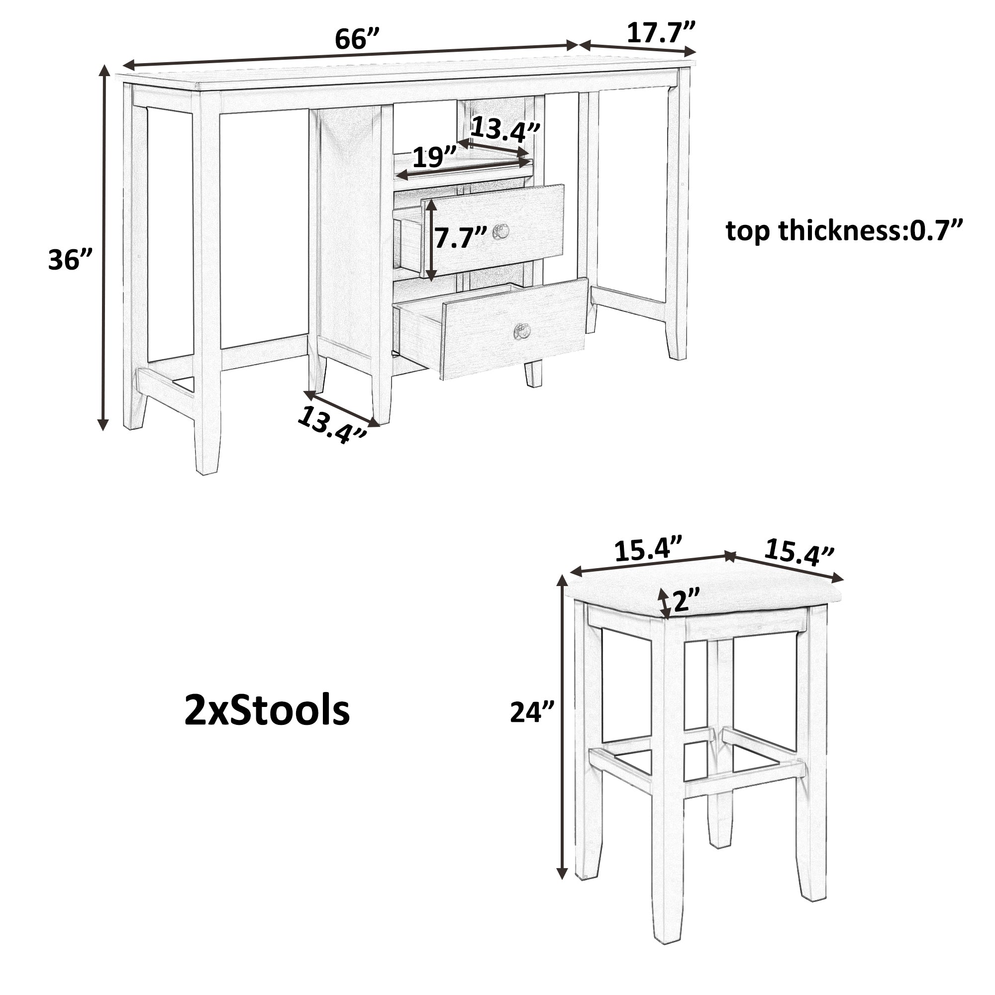 Farmhouse 3-Piece Counter Height Dining Set