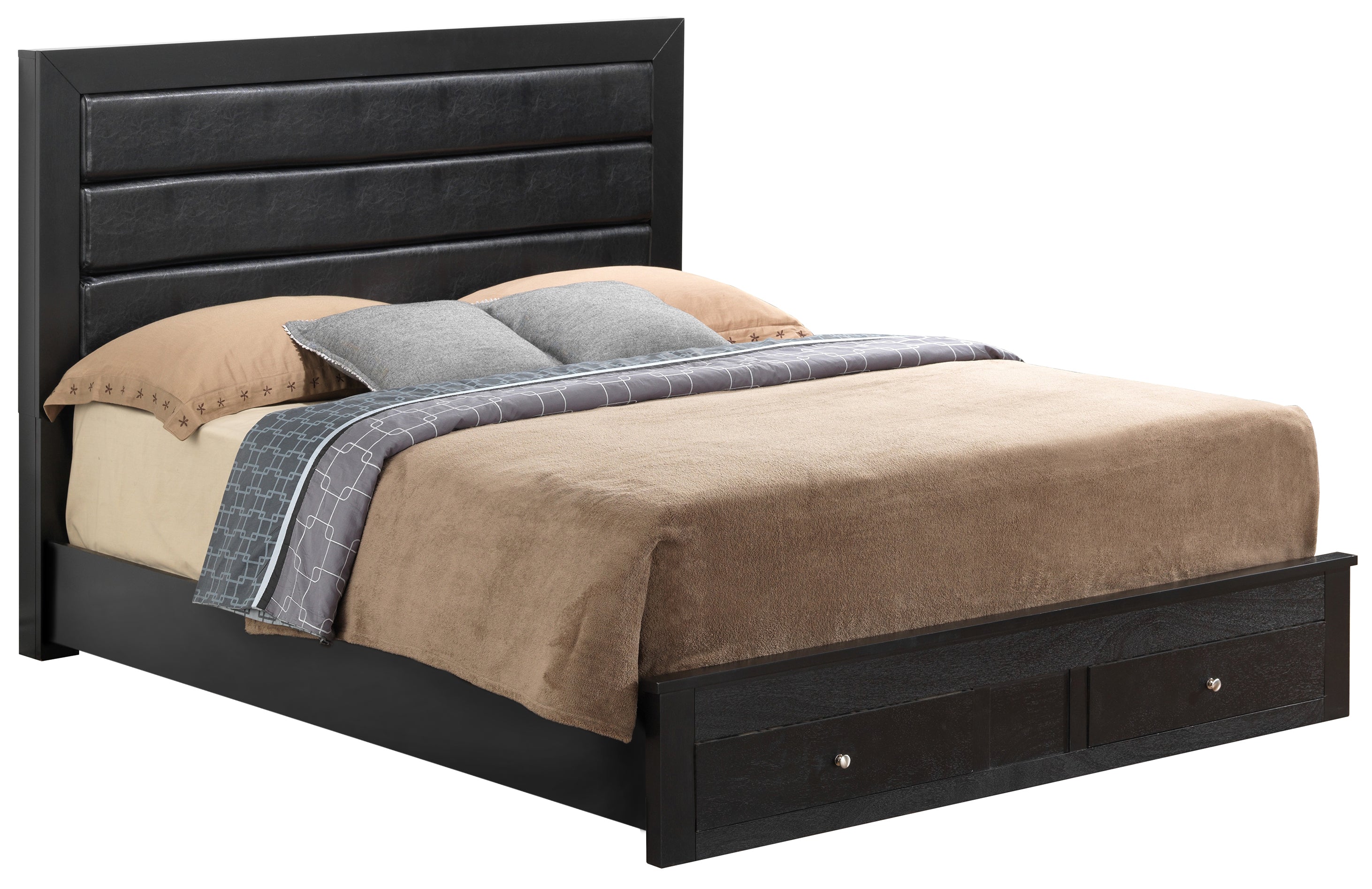 Black Transitional Storage Bed - Sleek Design, Built-in Storage