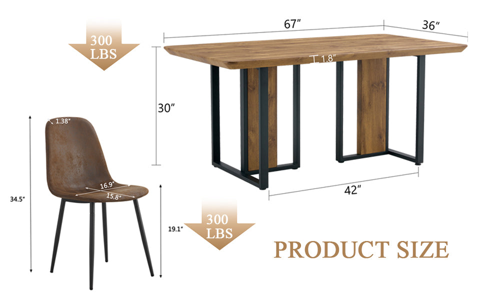 70" Dining Table Set w/ 4 Chairs
