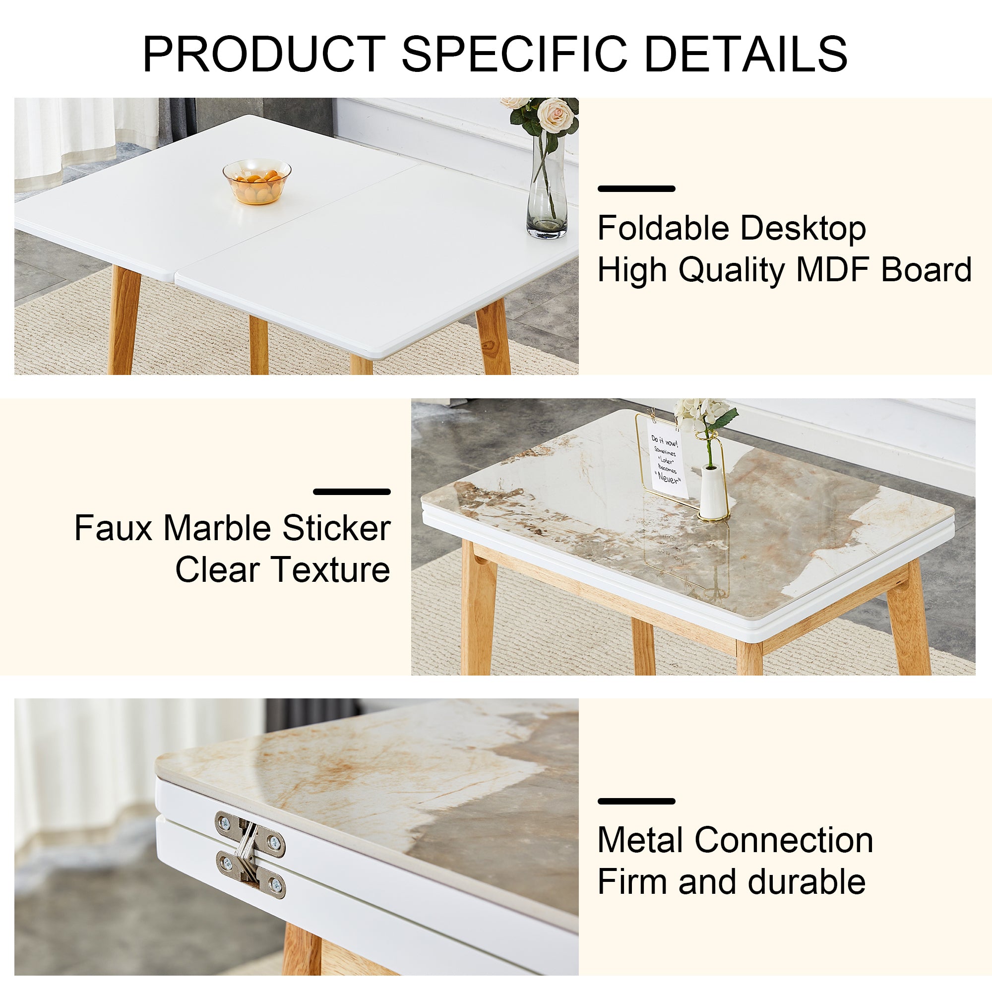 Foldable Sintered Stone Tabletop Computer Desk
