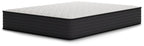 Firm mattress with white quilted top and black fabric sides