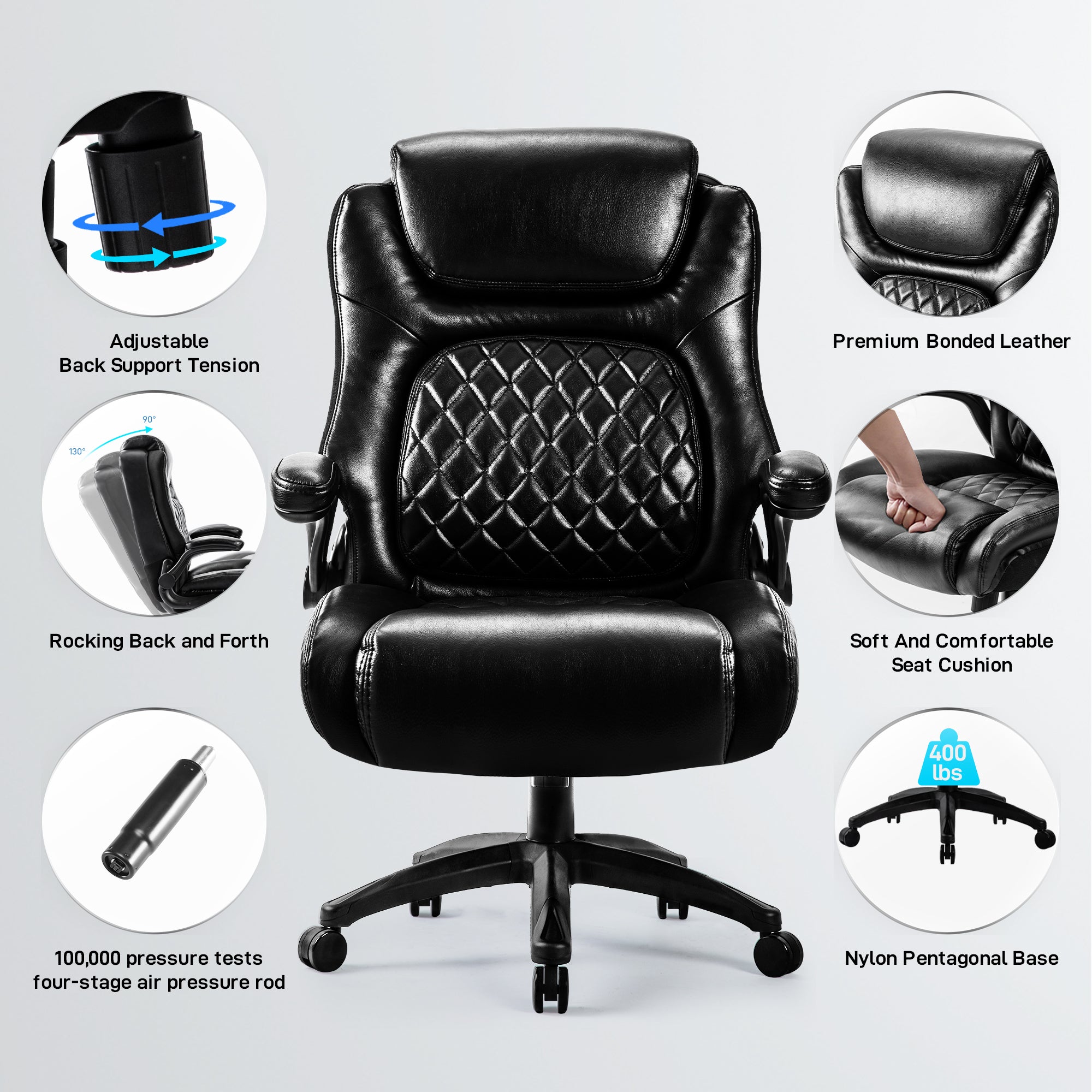 Ergonomic Leather Black Office Chair