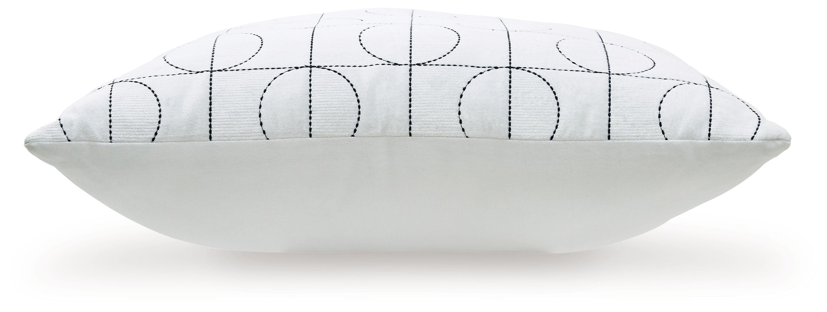 Kydner white patterned pillow, stitched circle grid
