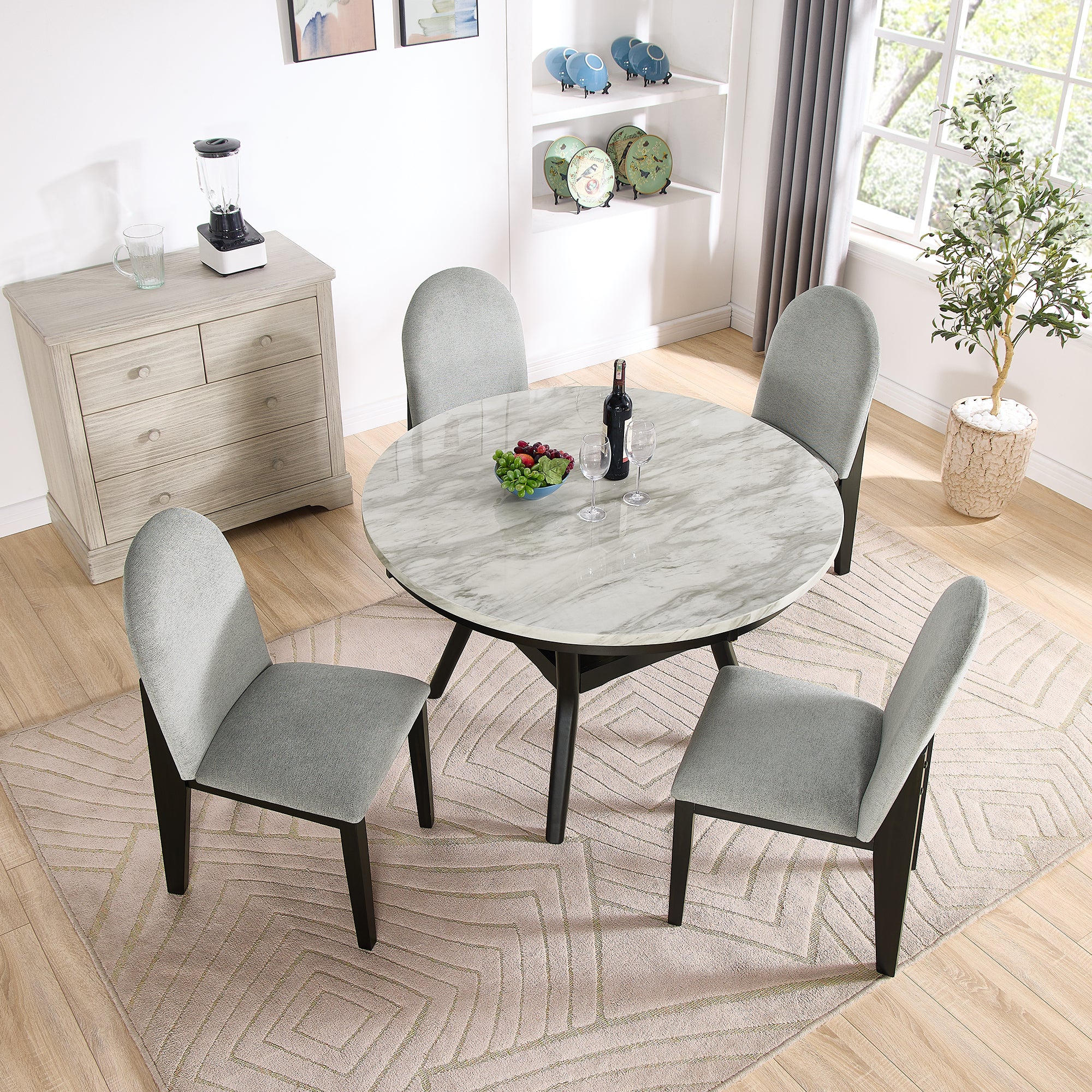 5 Pc Dining Set w/ Storage - Round Table & 4 Chairs