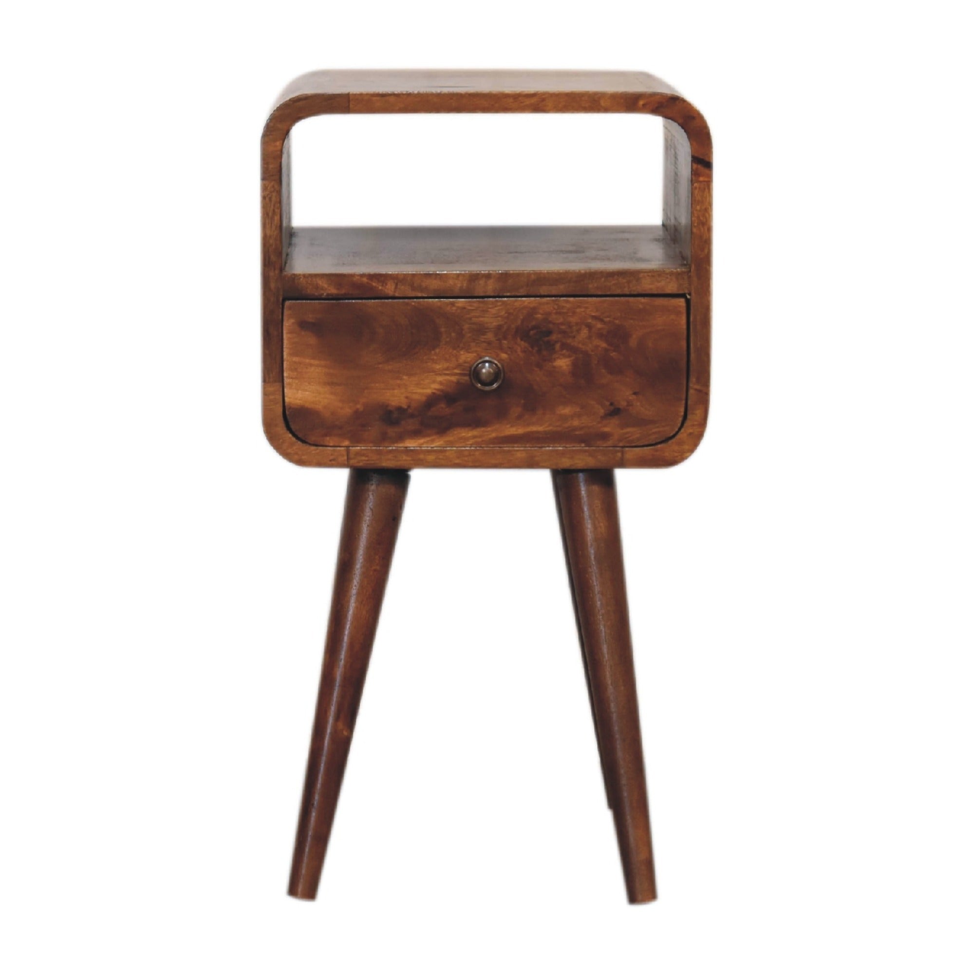 Mini Chestnut Curved Open Nightstand