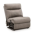 Power armless recliner with adjustable headrest in light gray fabric