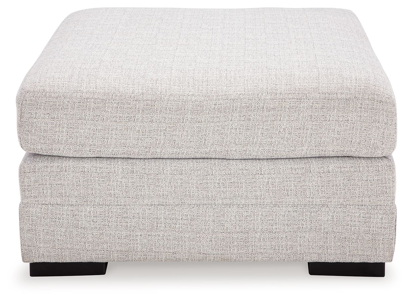 Stone oversized ottoman with rounded square cushions and dark block feet