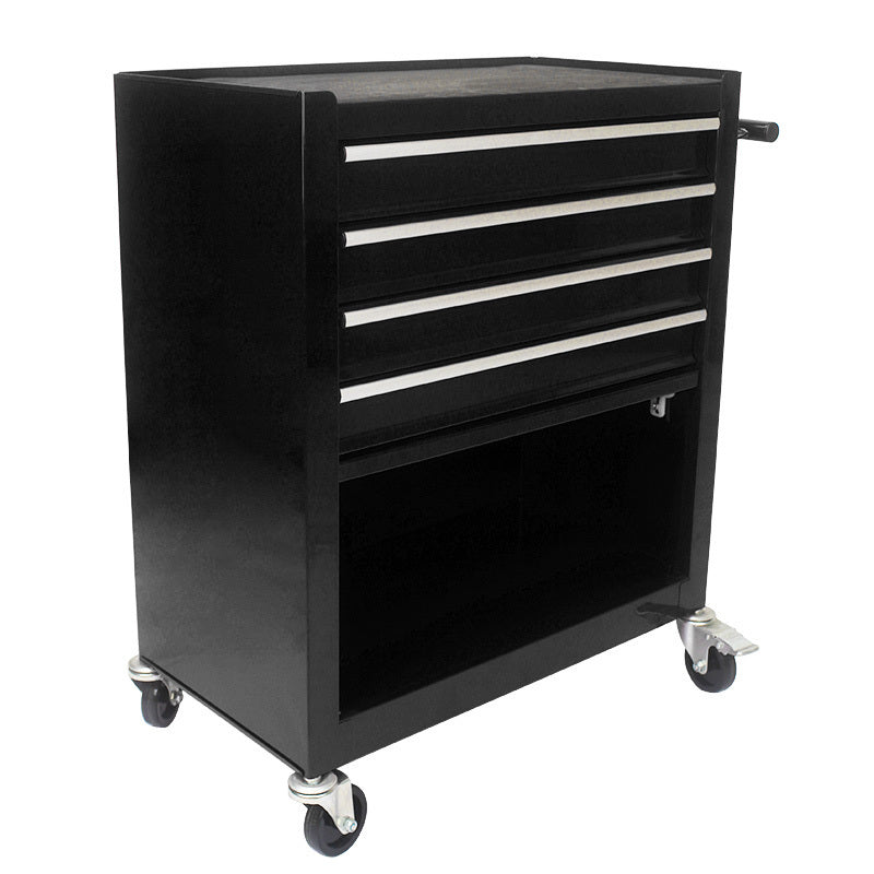 4-Drawer Multifunctional Tool Cart with Wheels - Black | Organize Tools Efficiently | Portable & Versatile