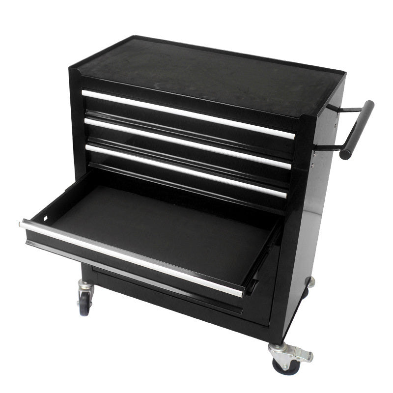 4-Drawer Multifunctional Tool Cart with Wheels - Black | Organize Tools Efficiently | Portable & Versatile