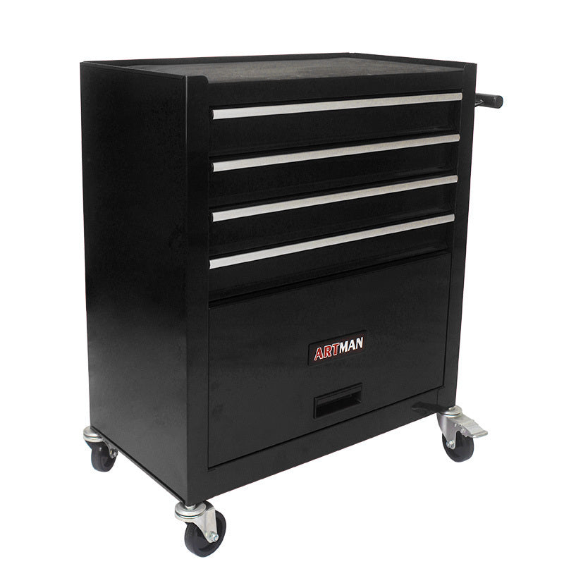 4-Drawer Multifunctional Tool Cart with Wheels - Black | Organize Tools Efficiently | Portable & Versatile