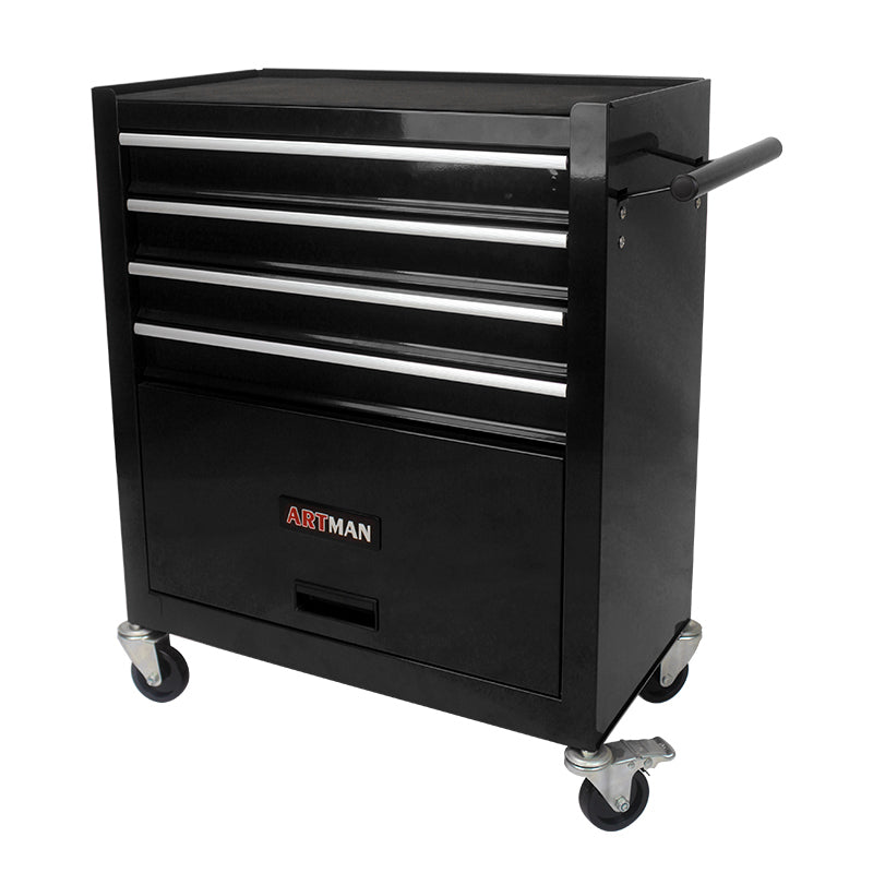 4-Drawer Multifunctional Tool Cart with Wheels - Black | Organize Tools Efficiently | Portable & Versatile