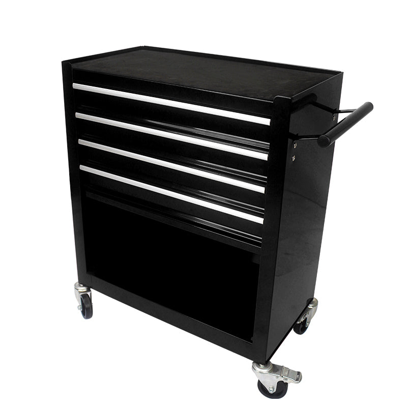 4-Drawer Multifunctional Tool Cart with Wheels - Black | Organize Tools Efficiently | Portable & Versatile