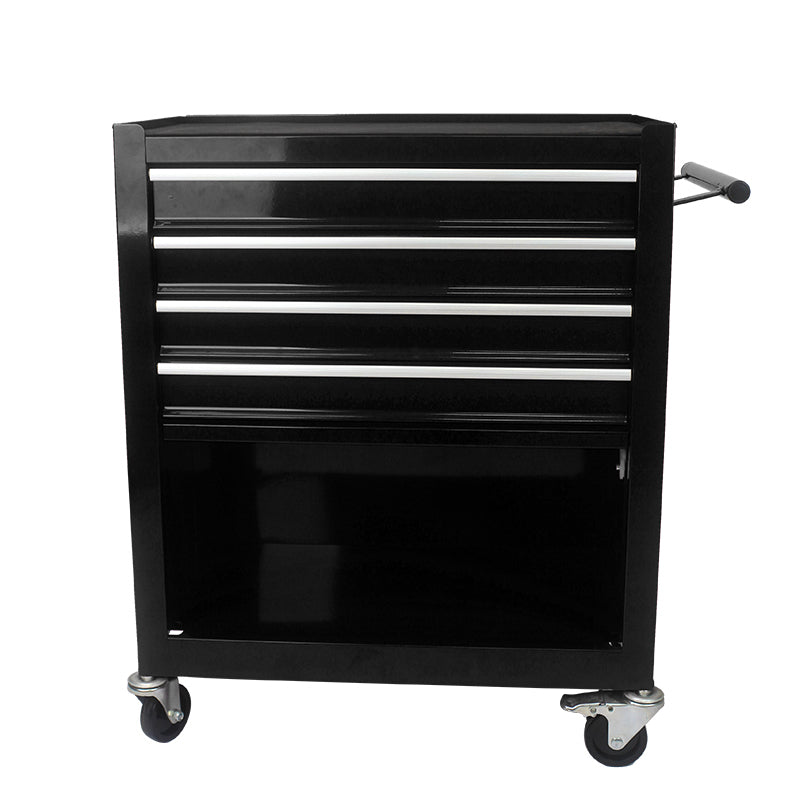 4-Drawer Multifunctional Tool Cart with Wheels - Black | Organize Tools Efficiently | Portable & Versatile