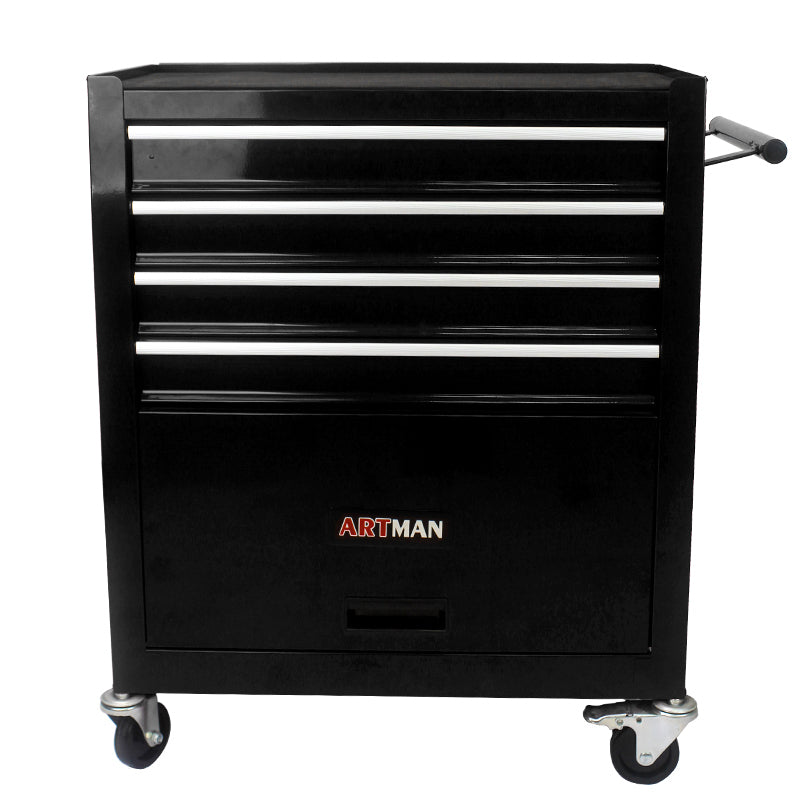 4-Drawer Multifunctional Tool Cart with Wheels - Black | Organize Tools Efficiently | Portable & Versatile