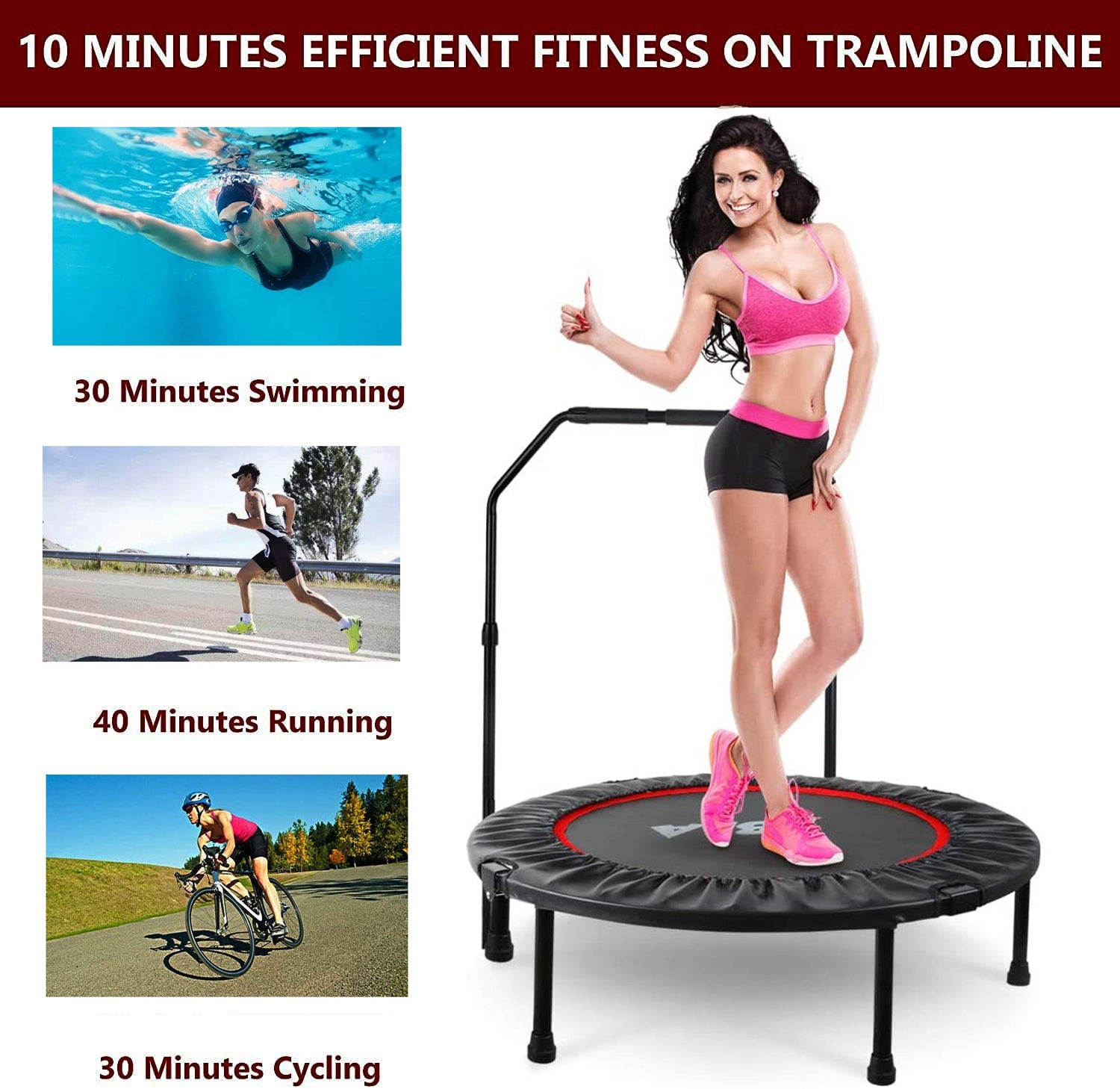 40" Mini Trampoline for Adults & Kids - Max 300lbs-American Furniture Outlet