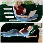 Green corduroy sectional sofa with supportive cushions for seated and napping comfort