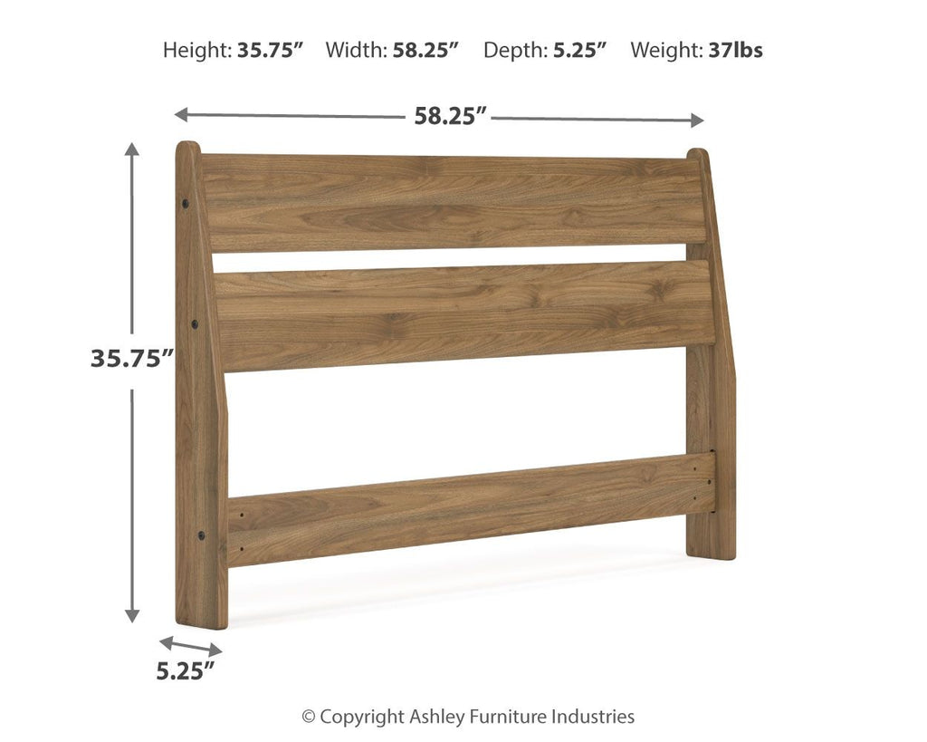 Honey wood full panel headboard, 58.25 in wide and 35.75 in high