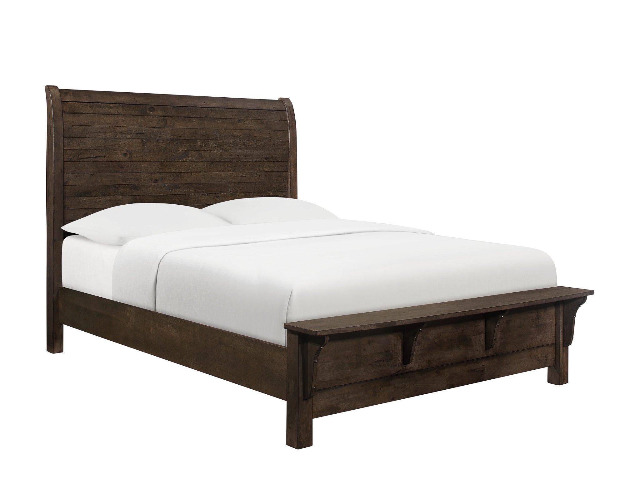 Luxurious Brown King Sleigh Bed - Elegant Bedroom Furniture