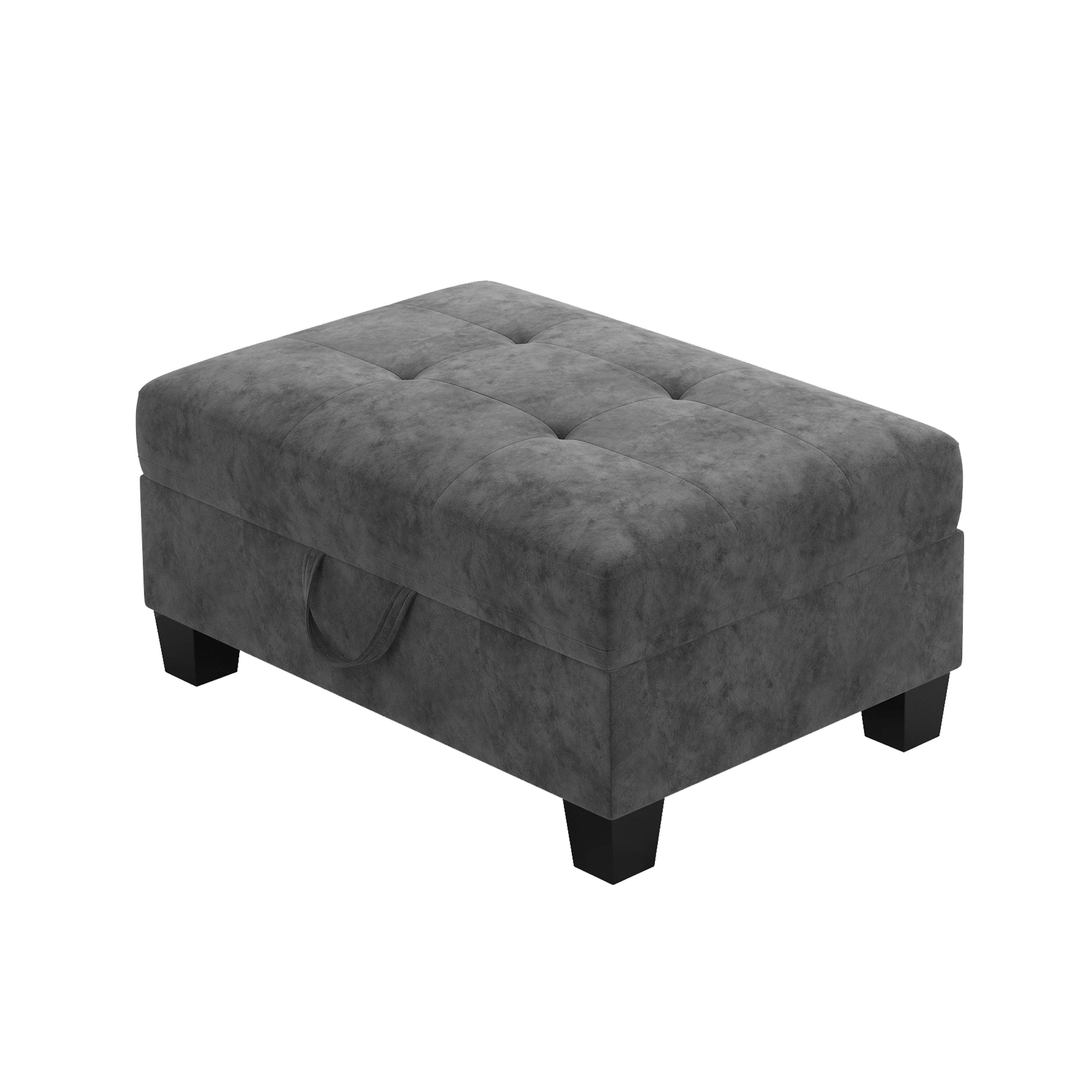 Remi - Velvet Reversible Sectional Sofa With Dropdown Table, Charging Ports, Cupholders, Storage Ottoman, And Pillows