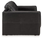 Amiata onyx loveseat, dark leather-look with rounded backrest and padded arm