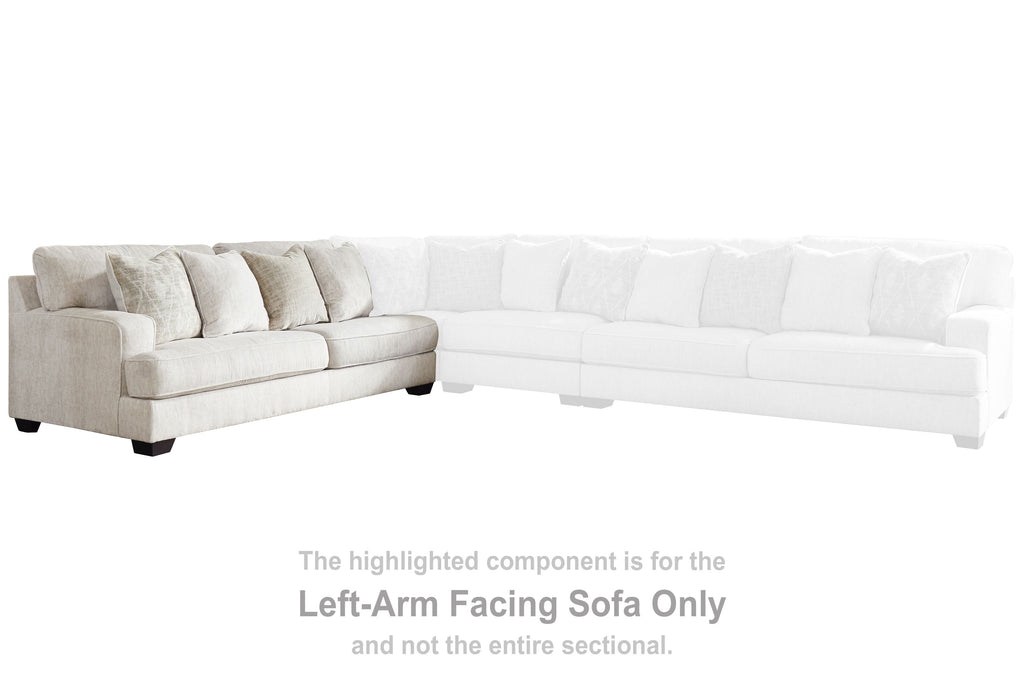 Parchment beige left-arm sectional sofa with padded arms and box cushions