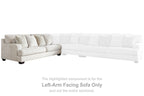 Parchment beige left-arm sectional sofa with padded arms and box cushions