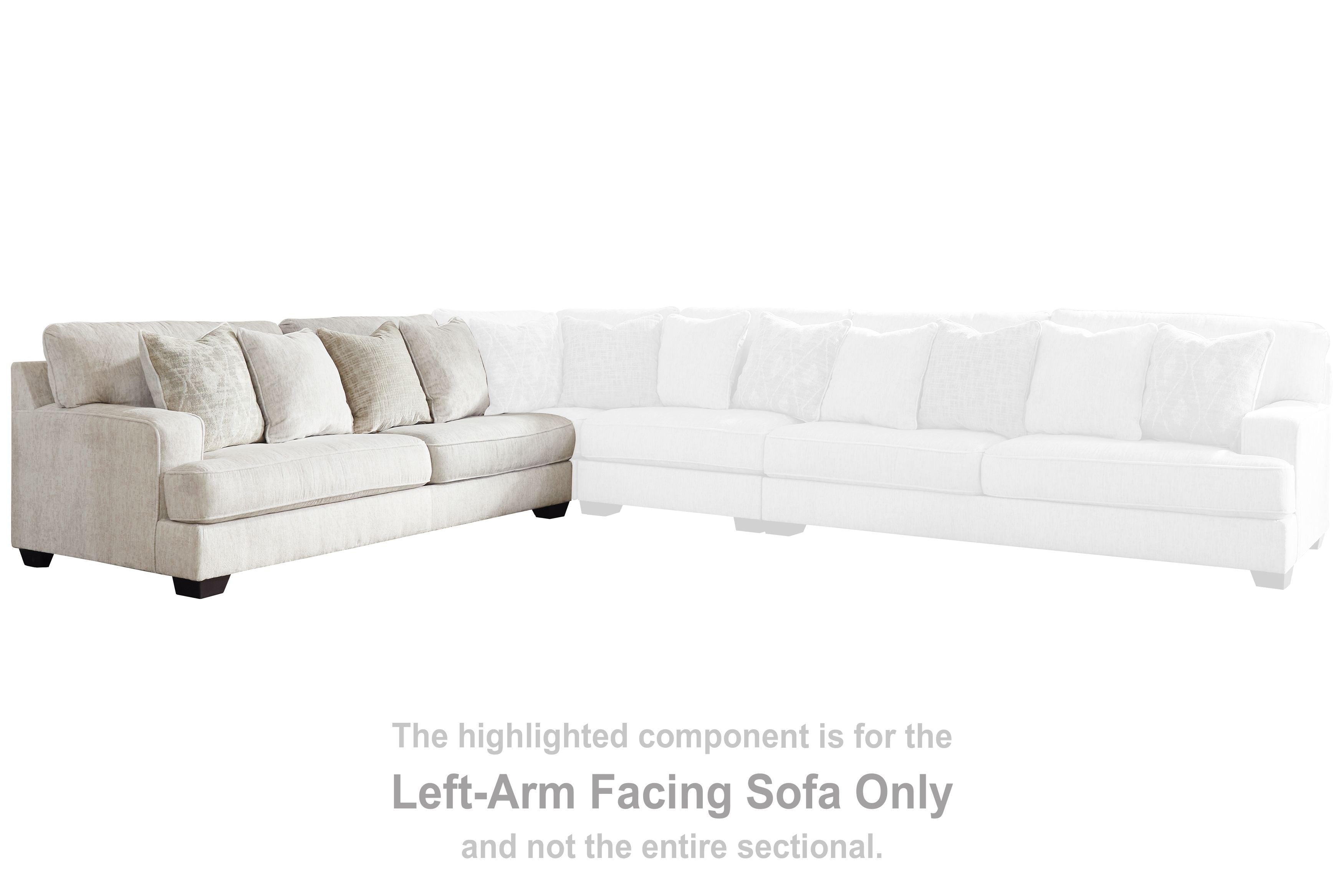 Parchment beige left-arm sectional sofa with padded arms and box cushions