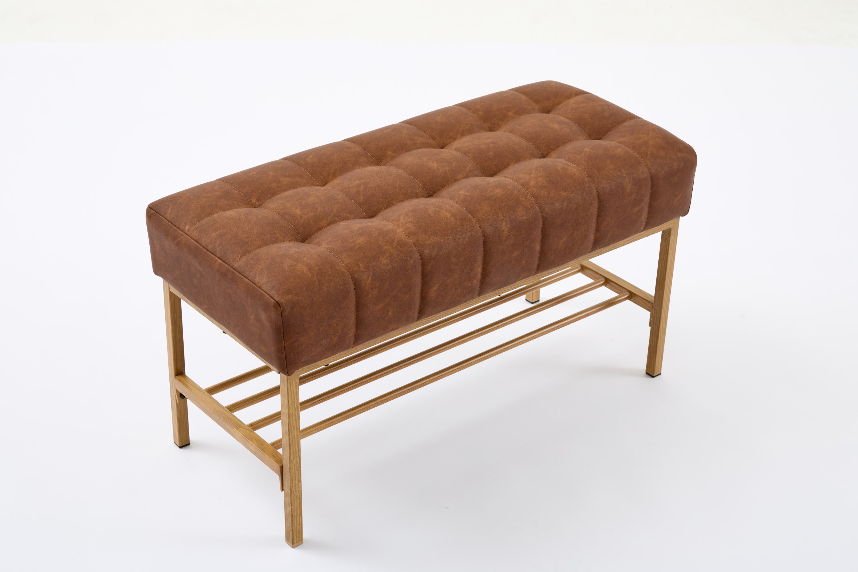 Retro Bed Bench w/ Shelf, 300 LB
