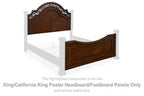 Brown poster headboard panel with carved frame and arched top