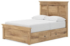 White panel storage bed with slatted base and two large front drawers