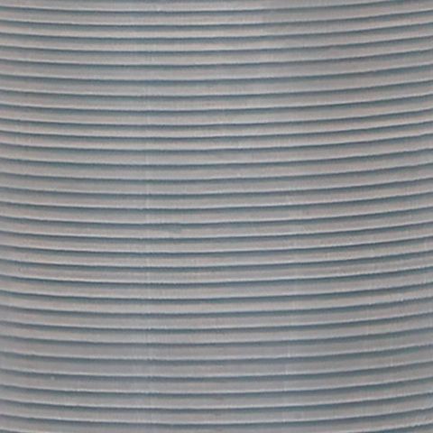 Ribbed gray blue ceramic lamp base with horizontal textured stripes