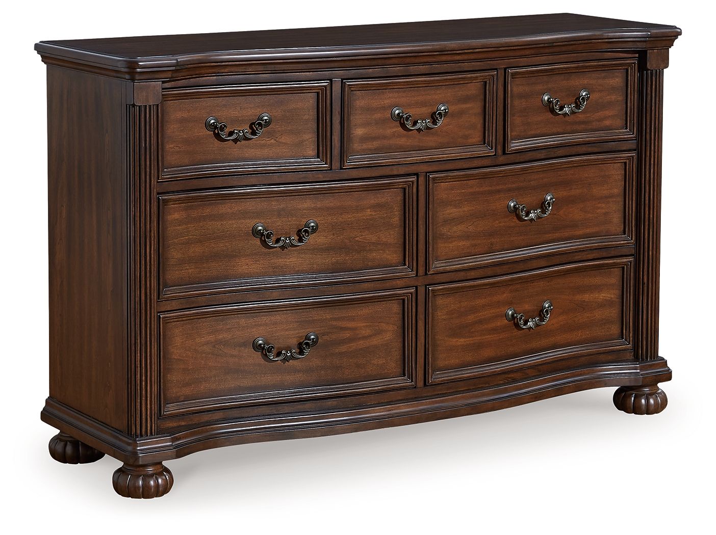 Lavinton bedroom set dresser in dark brown with six drawers and metal pulls